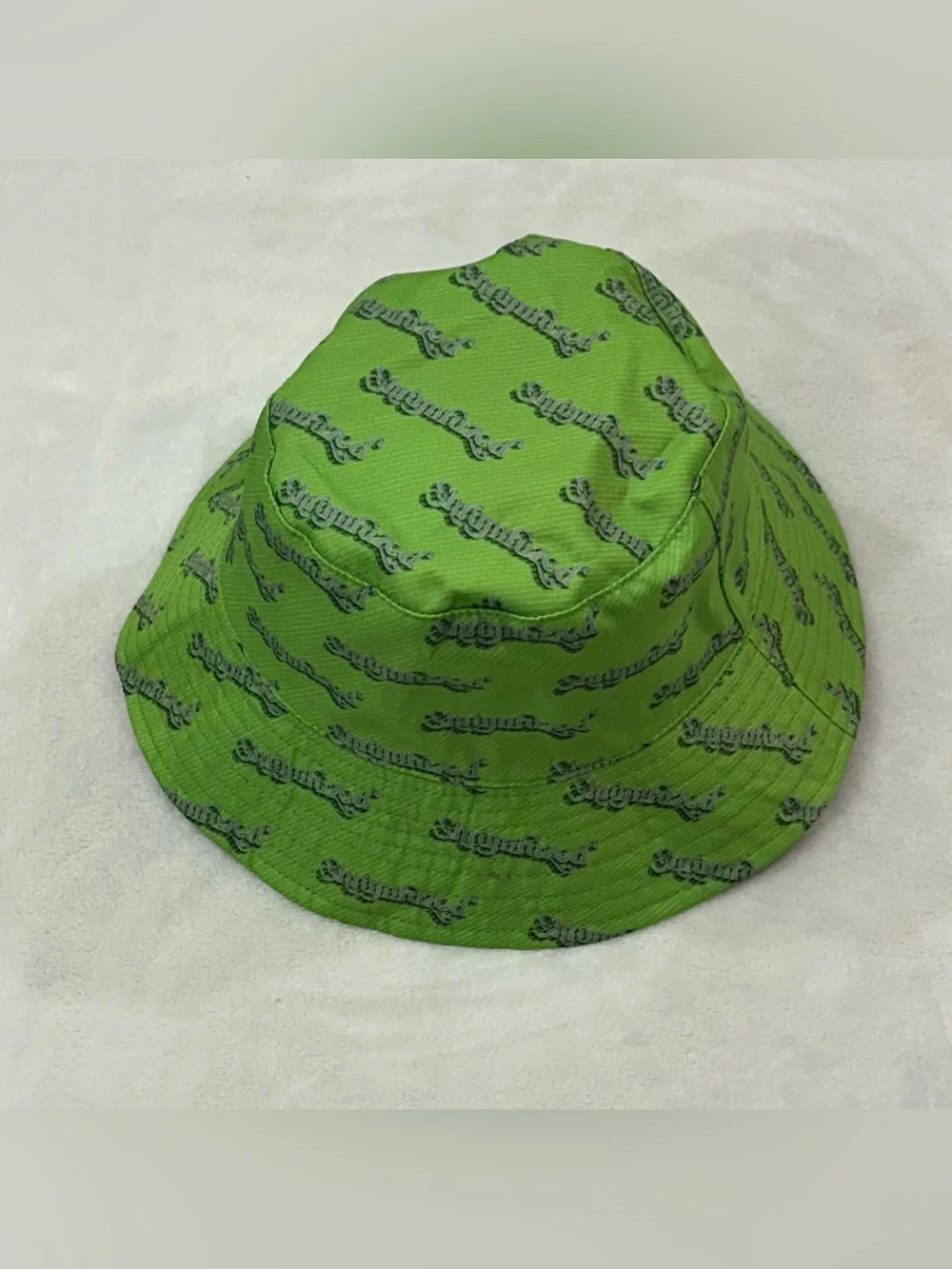 Shrumfuzed Tie Dye Embroidered Logo Reversible Green All Over Print Bucket Hat